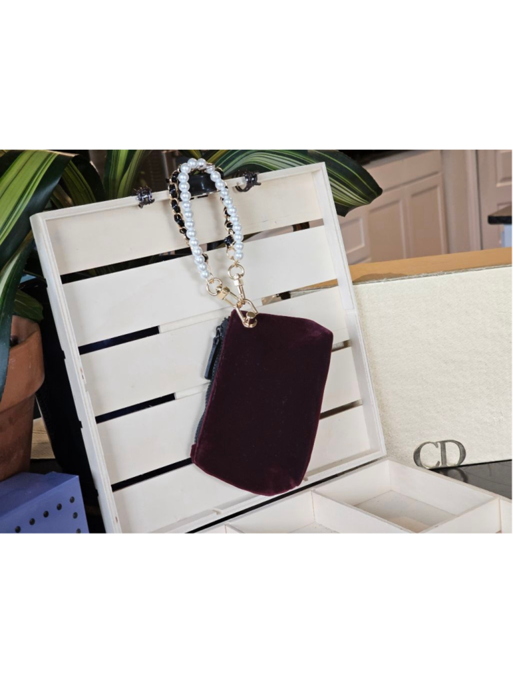 YSL Yves Saint Laurent Maroon Velvet Mini Clutch w/Wristlet Added - Picture 4 of 13